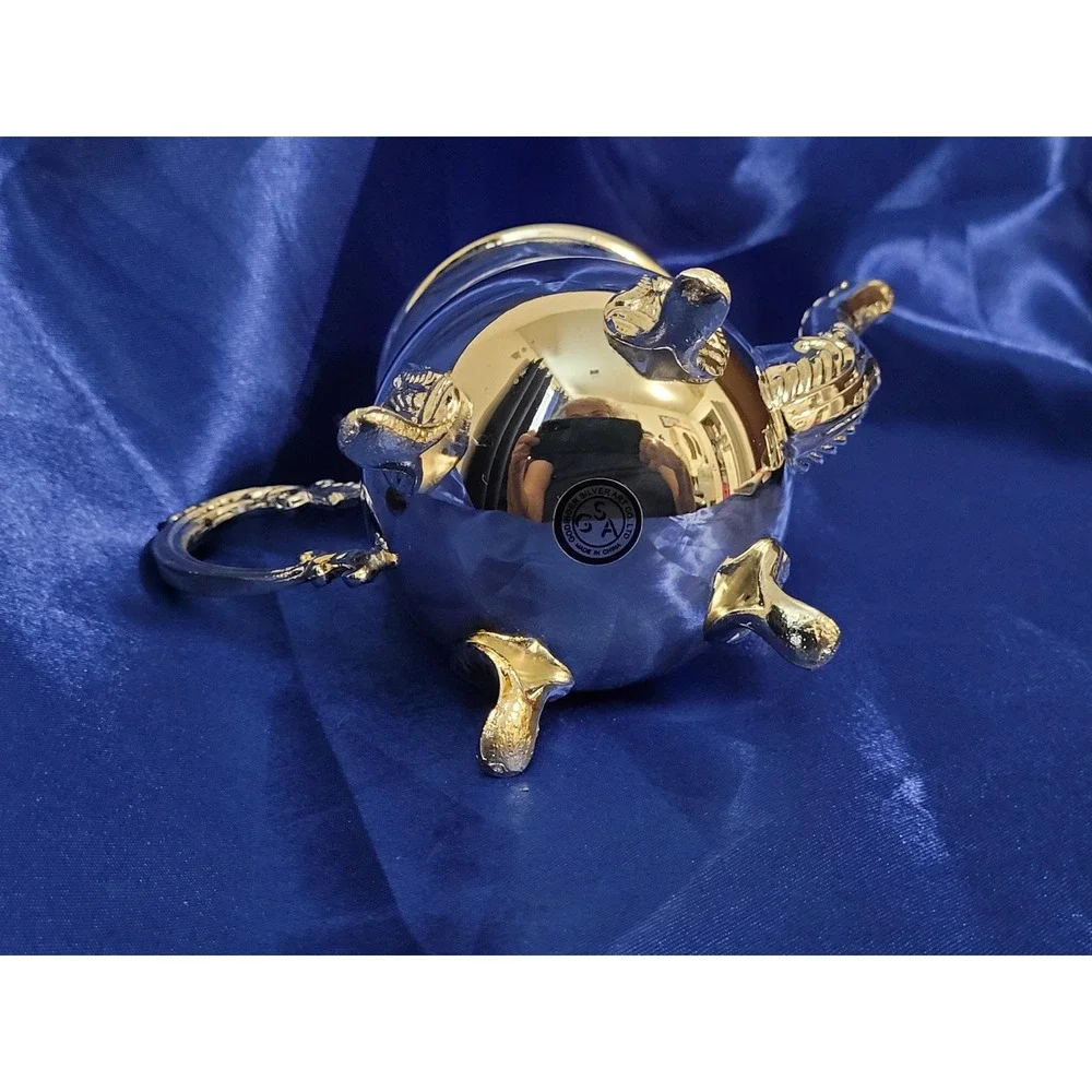 Godinger Silver Arts Mini Tea Coffee Set Creamer Sugar Pot Tray
